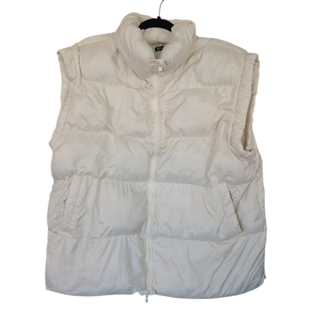 PrettyGarden Solid Cream Puffer Vest Oversized Size Extra Large